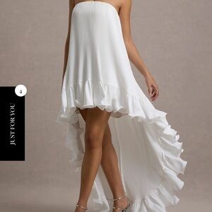 Club L London White Strapless High-Low Dress